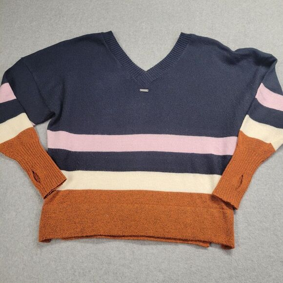 PrAna Womens Cropped Sweater Size XS V-Neck Long Sleeve Pullover Color‎ Block - Picture 6 of 7